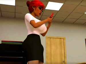 Maestra Futa con Polla Negra folla a una colegiala linda - Animación