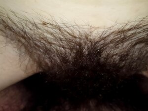 Bombeando una carga en el coño peludo de mi esposa