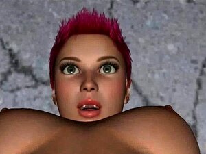 Bebé lesbiana pelirroja en 3D lamida al aire libre