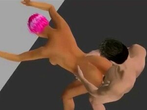 Tipper de anime 3d bailando en un club sucio. Tipper de anime 3D