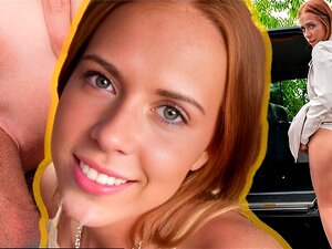 Fake Taxi - pelirroja fresca con pecas y ojos azules con culo rosado y